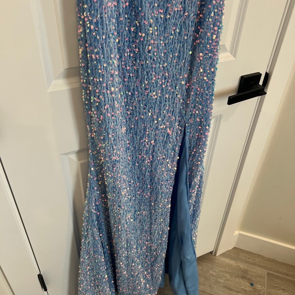 FAERIESTY Blue Sequin Prom Dress - Picture 5 of 16